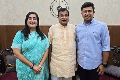 Gadkari with Tejasvi Surya